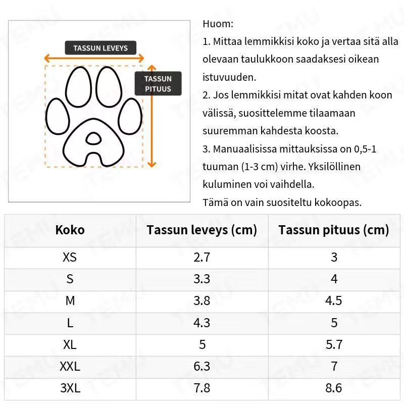 Koiran tossujen tarrapohja korjaukseen ja vahvistukseen